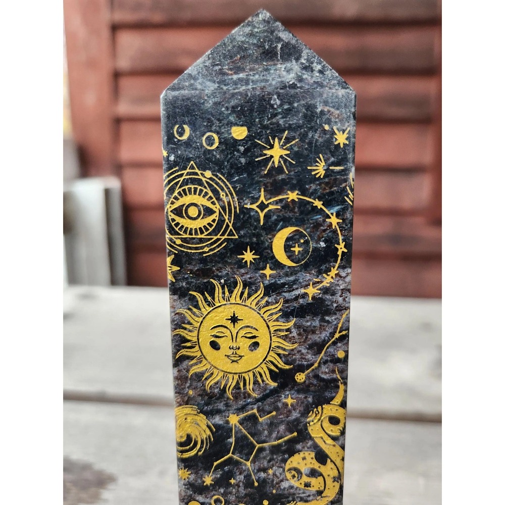 Astrophyllite Sun, Moon, Symbols Tower, Firework Stone, Astrophyllite Tower